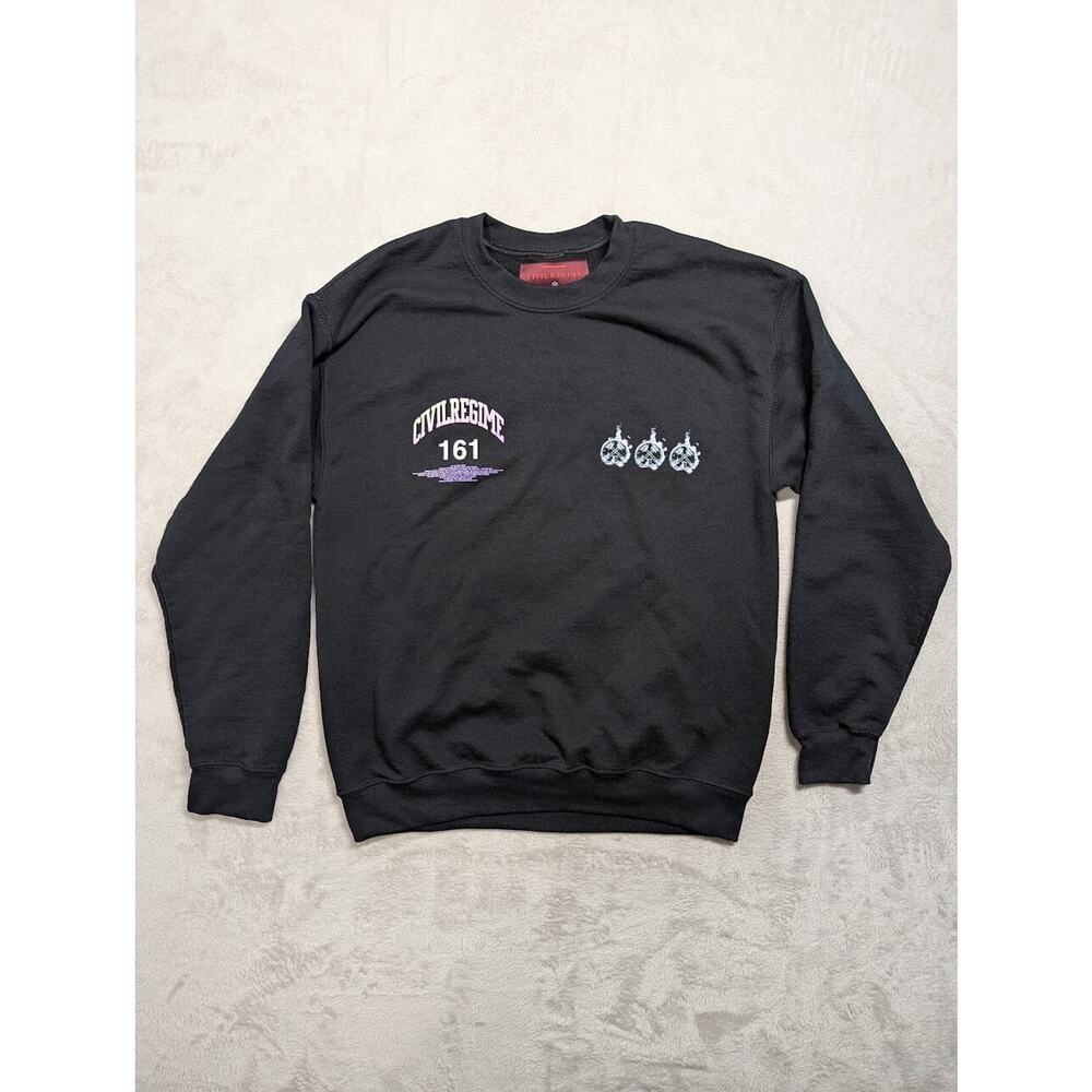 Civil Regime Mens MEDIUM #161 Blooming Through Chaos Black Pullover Crewneck